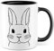 Kaninchen Tasse Hasen Bild süße Kaffeetasse mit Tier Motiv Karnickel Kaffee-Becher Häschen Humor Geschenk Spruch Teetasse Haustier Hase Langohr Halter cute Kaninchen Zeichnung (Weiß/Schwarz)