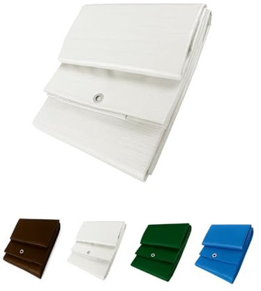 Jardin202 - Toldo Reforzado Impermeable | Lona Multiusos | con Ojales | Seleccione Medida | 6X10M. (Blanco)