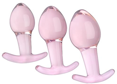 Roluck Analplug Glas Kristall 3pc buttplug Set in Rosa Verschiedene Größen für Anfänger und Fortgeschrittene, Sexspielzeug für Frauen Männer Paare und Singles Analplugs Analdildos Pleasure Wand