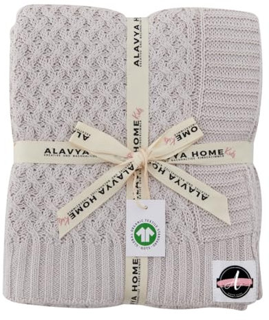 Alavya Home® Babydecke 75x100 cm Baumwolle Wolldecke aus Oeko-TEX I Baumwolldecke Strickdecke für Baby I Baby Decke Neugeborenen Kuscheldecke Geschenk Junge & Mädchen I 100% GOTS Organic Bio Baumwolle