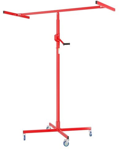 Wiltec Plattenheber bis max. 50 kg, Höhe 190-330 cm, Montagehilfe für Trockenbau, Paneelheber mit 4 Rädern, Feststellbremsen