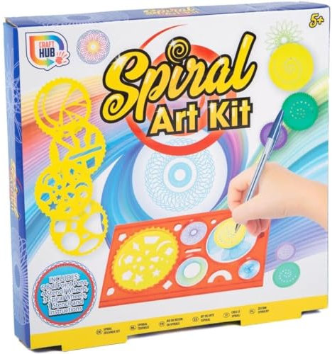 Quickdraw Spiral-Kunst-Set mit Stiften und Schablonenrädern, kreatives geometrisches Design, Aktivitätsset für Kinder