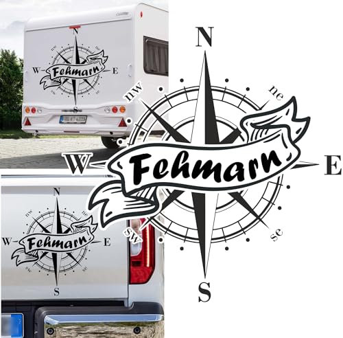 Rakelfix Kompass Fehmarn Aufkleber Ostsee Sticker Auto Camper Wohnmobil Caravan Autoaufkleber Wohnwagen Ostseebad