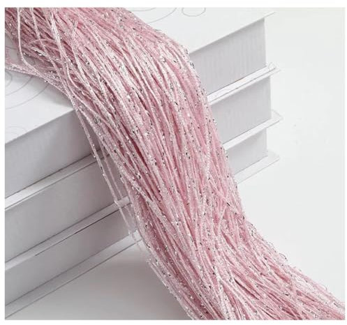 Wisafory Rideau à fils scintillants - Rideau anti-mouches - Séparateur de pièce - Rideau à franges - Décoration pour porte, fenêtre, maison - 100 x 200 cm - Rose