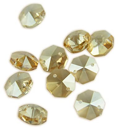 14mm Crystal Chandelier Parts Glass Beads in 1 Hole 2 Holes Home Wedding Decoration,AB,2 Holes-2000pcs ZOUCUNXIYIN (Color : Champagne, Size : 2 holes-1000pcs)