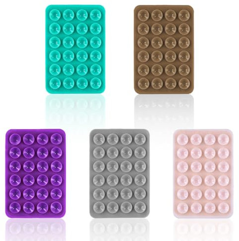 PEUTIER 5 Handy Saugnapfhalter, Silikon Saugnapf Handyhülle Selbstklebende Halterung mit 24 Saugnäpfen Klebriges Handy Griff Zubehör für Selfies und Videos auf Ebenen Oberflächen (Mehrfarbig 2)