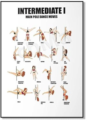 SHINERING Pole Dance Action Poster, Haupt Pole Dance Action Unterricht Wandmalerei Leinwand Tanz Poster Druck Wohnzimmer Dekoration A8 21Cmx30Cm Kein Rahmen