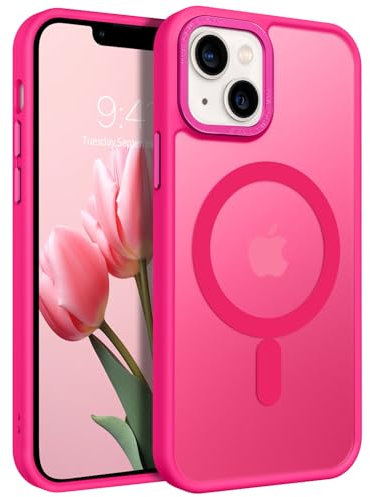 GaoBao Strong Magnetic for iPhone 13 Mini Case, Slim Fit iPhone 13 Mini Phone Case [Compatible with MagSafe] Classic Shockproof Translucent Matte Protective Cover for iPhone 13 Mini 5.4, Hot Pink