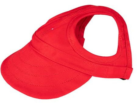 Baseballmütze für Haustiere, Hunde Sonnenhut Benutzt für Sonnenschutz Hunde Mütze Sport Hut mit Ohrlöcher, Einstellbare Basecap Sun Visor Sommer Reise Hut (1 Rot,S)