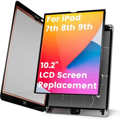 LHM Ersatzdisplay Digitizer für iPad 7. 8. 9. Generation 10,2 Zoll LCD-Bildschirm Ersatz Display Digitizer Assembly (Modell: A2197 A2198 A2200 A2270 A2428 A2429 A2430 A2602 A2603 A2604 A2605) mit