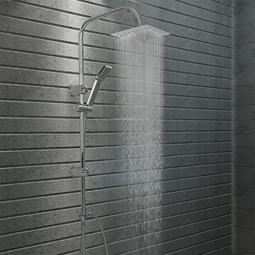 NQJIBUE Ensemble de douche à double tête avec douchette à main en acier inoxydable