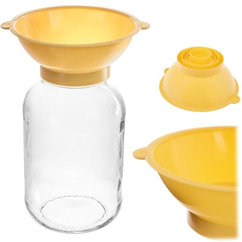 KADAX Einfülltrichter aus Kunststoff für Gläser, Trichter zum Befüllen von Einmachgläsern mit einem Durchmesser von 43 mm bis 100 mm, Einmachtrichter (Gelb)