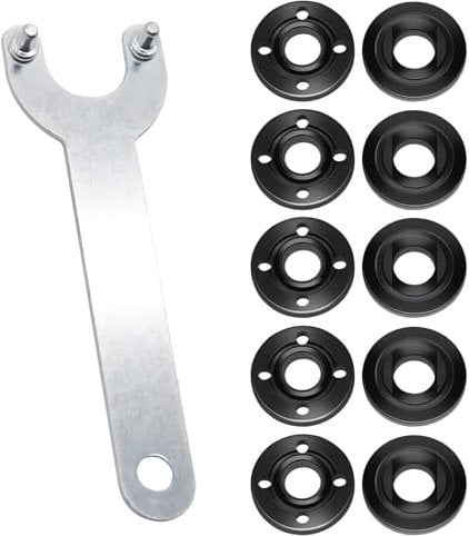 10 Angle Grinder Flange Nuts&1 Angle Grinder Key, Angle Grinder Locking Nuts, Angle Grinder Spanner Wrench Flange Nuts Compatible with Milwaukee Makita Bosch 4.5 5 5/8-11 Angle Grinder Attachments