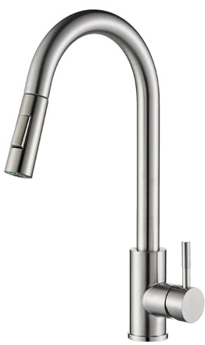 HARNART Kitchen Tap, Stainless Steel Touch Kitchen tap with Pull Out Spray Hose 1 Hole,360° Swivel Kitchens Sink Mixer with 2-Mode Sprayer,Brushed Nickel