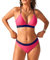 iSLASISIA Damen Bikini Set, Triangel, breites Unterbrustband, Bademode, Badeanzug（Rosa & Blau,EU40）