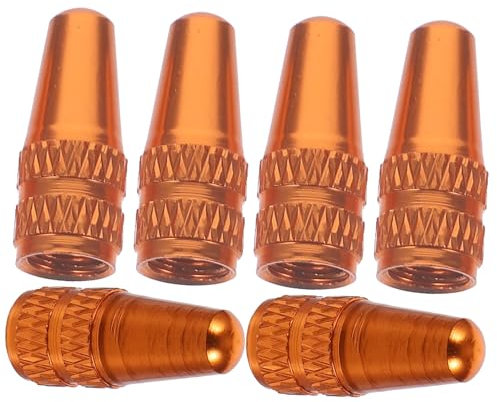 KOMBIUDA 6stücke Pack Ventilkappen Aus Aluminium Für Fahrräder Mountainbikes Rennräder Reifenkappen Luftdicht Staubdicht Orange Farbe Einfache Montage Passend Für Diverse