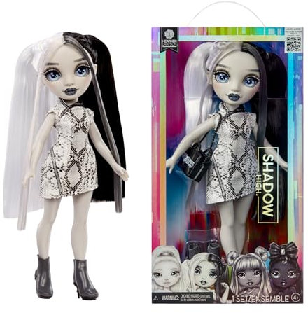 RAINBOW HIGH Shadow High Heather Grayson - Muñeca de Moda en Escala de Grises de 28 cm, Pelo y Atuendo en Blanco y Negro, Bolso con Estilo, Bonito Regalo para Niños de 4 a 10 Años