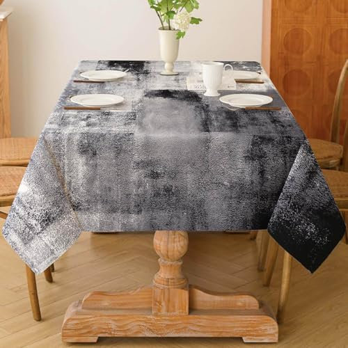 Tischdecke 100x140 cm Schwarz Modern Kunst Gemälde Tischdecke Abwaschbar Klein Rechteck Tablecloth Dekoration Aesthetic Tischdecken für Herbst Party Hochzeiten Feiertage Geburtstag