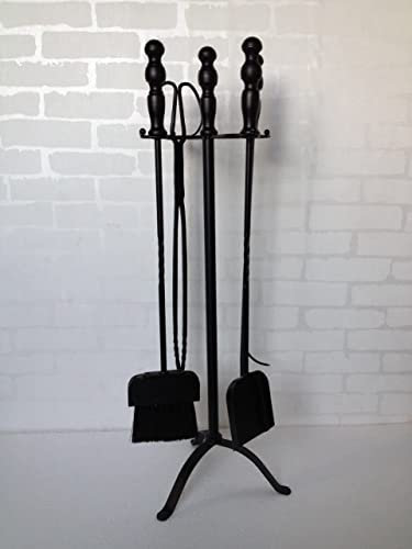 HSIRYAOHD Kaminwerkzeug-Set aus Schmiedeeisen, 76,2 cm, freistehend, für den Innenbereich, Kaminzubehör, 5-teilig