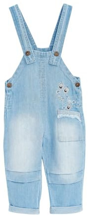 MOD MODJEANS Salopette in denim per bambini - Taglia 74, 9-12 mesi - 100% cotone con tasca laterale - Tuta per ragazzi e ragazze - Blu chiaro