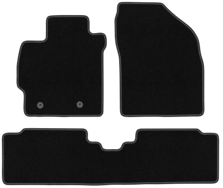 Velours-Fußmatten passend für Toyota Auris I 2006-2013, Schwarz, BASIC | passend für Schrägheck; dünner Velours-Teppich (Polypropylen), ca. 4 mm; rutschfest, runde Befestigungen (Typ AV)