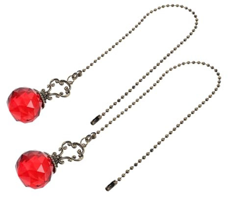jojofuny 2pcs Elegant Vintage European Design Ceiling Fan Pendant Crystal Light Pull Chain Extender Metal Chain for Bathroom Shower Pull Cord Replacement