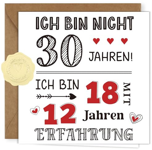 WenmthG Geburtstagskarte 30. Geburtstag Mann Frau - Lustige Geschenkidee für 30. Geburtstag Mann Frau - 30 Geburtstagskarte mit Umschlag, Aufkleber
