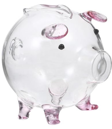 KONTONTY Glas Sparschwein Mini Piggy Bank Reusable Münzbehälter Transparent Pig Förmiger Geldaufbewahrer Junge Mädchen Sparbüchse Robust Rosa Design