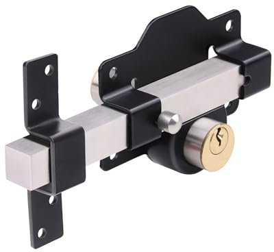 [FIXINGS DIRECT] Heavy Duty Long Throw Lock | Double Locking Long Gate Throw Locks | Security Lock for Garden Key from Inside and Outside | All Fixings Included (50mm Up to 70mm (Gate Thickness))