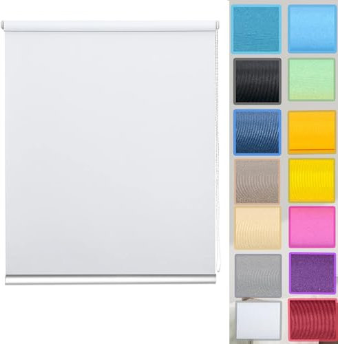 Enrouleur Rideaux Occultants Thermiques 75x240 cm - Protezione Vie Privée, Facile da installare, Chaînette, pour Fenêtres et Portes, Couleur Blanche, Store à Enrouleur Jour Nuit