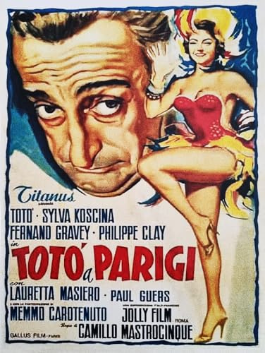 KUSTOM ART Dekoratives Poster für die Wand, Serie Filme, Proms, Totò in Paris, Druck auf Karton, 40 x 30 cm, ohne Rahmen