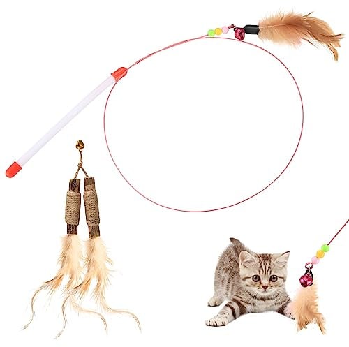 1 SetCat Toys Wands, Cat Wand ToysInteractive Cat Feather Toys for Cats