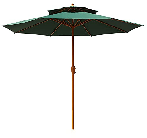 QYYZTQY Parasol Imitation Grain Bois avec Double manivelle Nervures, auvent octogonal en Polyester pour Balcon de Piscine extérieure, Base Non Incluse (Couleur : Gris