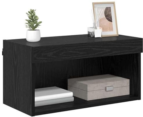 vidaXL TV-Schränk Schwarz Eichen-Optik 60 x 30 x 30 cm Holzwerkstoff, Wohnzimmer, rechteckige, Moderne Stauraumlösungen, Wandregal, platzsparend, mit LED-Beleuchtung, Dekoration
