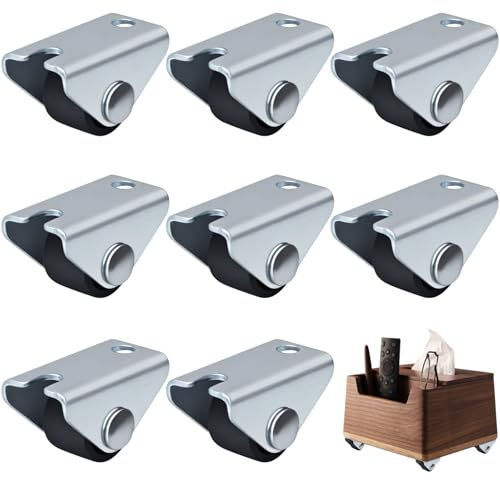 Möbelrollen 15mm (8 Stück) - Möbelrollen nicht schwenkbar & Bockrollen - Kleine Radrollen 0.5 Zoll für Möbel - Transportrollen aus verdicktem PP Set Richtungsfixiert, Leise & Bodenschonend (0.5 inch)