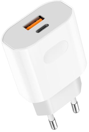 USB C Ladegerät,25W USB C Stecker Netzteil für iPhone 17 16 15 14 13 12 11 Pro Max/Plus/X/XR/XS/Mini/iPad,2-Port Adapter USB C und USB A Power Adapter Ladestecker Netzstecker Schnellladegerät Charger
