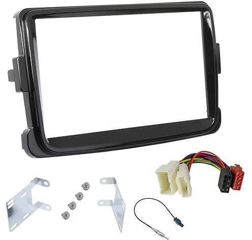 Sound-way Kit de Montage Autoradio, Façade Cadre de Radio 2 DIN, Adaptateur Compatible avec Dacia Duster, Logan, Sandero, Dokker, Lodgy/Renault Symbol, Captur, Trafic Noir Brillant
