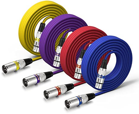EBXYA Cavo XLR Maschio-Femmina 7.6M 4Pack - Cavo Microfono 3-Pin Bilanciato DMX Patch