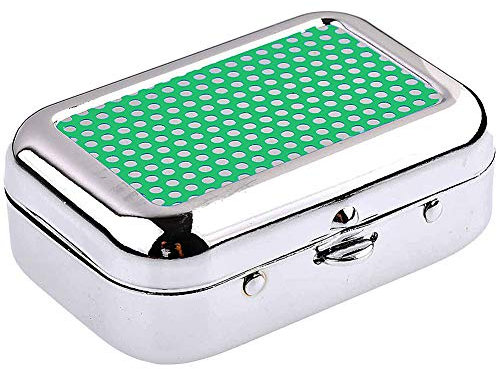Taschenascher eckig aus Metall 60 x 53 x 20 mm mit Laser-Motiv Chrome glänzend Reiseaschenbecher für die Handtasche - geruchloser Ascher-Grün
