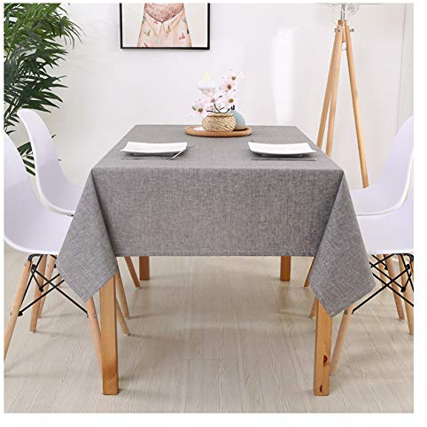 Tischdecke Rechteckige Wasserabweisend, Tischtuch Baumwolle Leinen, Tischdecke Abwaschbar, Schmutzabweisend, Einfarbige für Home Küche Dekoration Hellgrau 60x60cm