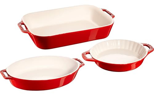 STAUB 40508-689 Ceramic Baking Dish Set, Cherry
