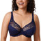 Delimira Women's Beauty Lace Non Padded Minimiser Full Figure Underwire Bra Blueberry 42DD