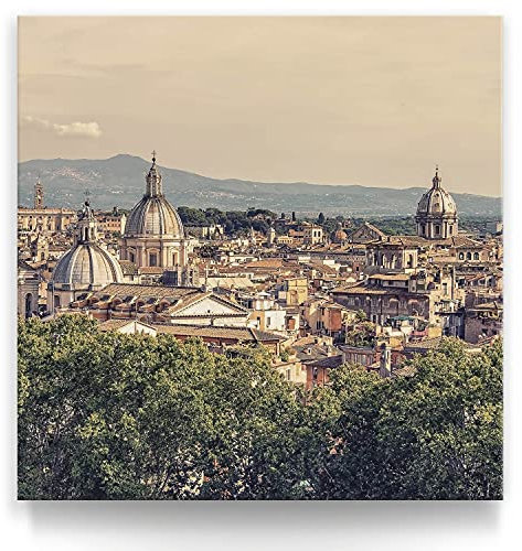 Wandbild Skyline von Rom, Italien - 50cm x 50cm Leinwand auf Fertigrahmen + Aufhänger