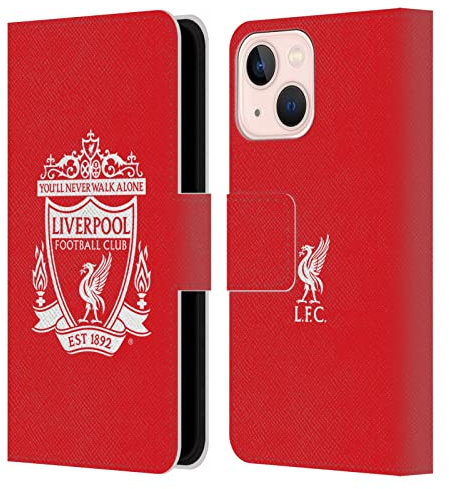 Head Case Designs Officially Licensed Liverpool Football Club Red 2 Crest 1 Leather Wallet Case Compatible With Apple iPhone 13 Mini