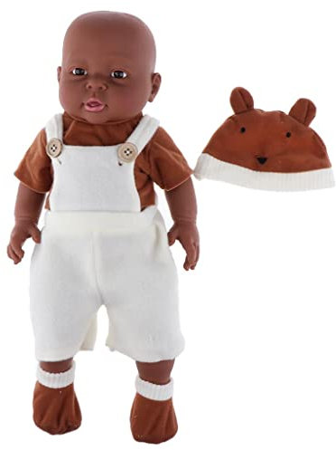 Milageto Dunkelhäutige Weichkörperpuppe Babypuppen mit Kleidungsset