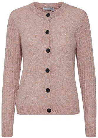 fransa FRCESANDY - Cardigan da donna a maglia grossa, con bottoni e percentuale di lana, Misty Rose Melange (1515121), XL