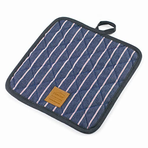 Lacor - 60044 - Guante Horno Colección Paris, Manopla Resistente al Calor, Correa para Colgar, 20 x 20 cm, Azul Marino
