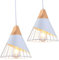 MAXDUYU 2x Lámparas Colgantes Vintage,Lámparas de Techo Industriales modernas de color blanco,Lámparas de techo de metal con madera maciza, colgante E27 para comedor, cocina, oficina, dormitorio