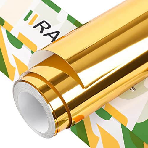 WRAPXPERT Heat Transfer Vinyl Roll Gold Metallic Foil HTV Vinyl for Tshirts Easy to Cut and Weed Chrome Iron on Vinyl,12 x5ft,Gold