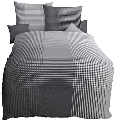 Kaeppel Mako-Satin Bettwäsche Master Zinn, 1 Bettbezug 155 x 220 cm + 1 Kissenbezug 80 x 80 cm